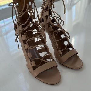 Aquazurra Firenze strappy nude leather sandals
